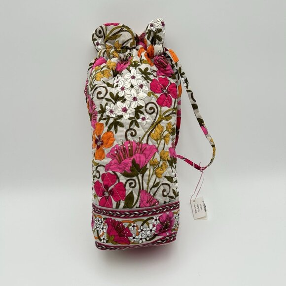 VERA BRADLEY Cheers to You Wine Bag Tea Garden Floral Gray Pink Cotton Tote - Picture 2 of 10